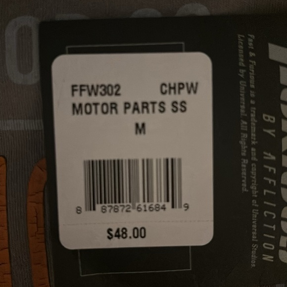 Fast & Furious by Affliction Distressed Tee w Embellished Back Medium Gray NWT - Picture 13 of 14